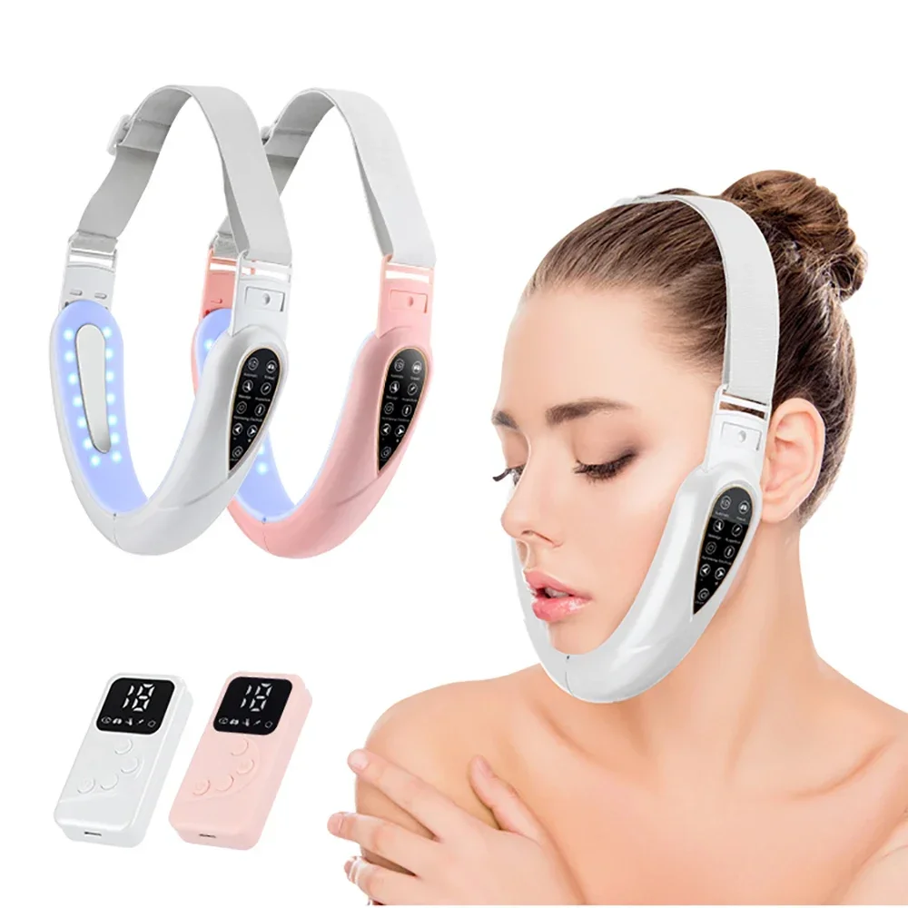 V Face Facial Machine Electric V-Line Up Lift Belt Face Massage LED Face Skin Lifting Firming Beauty Device Double Chin Reducer