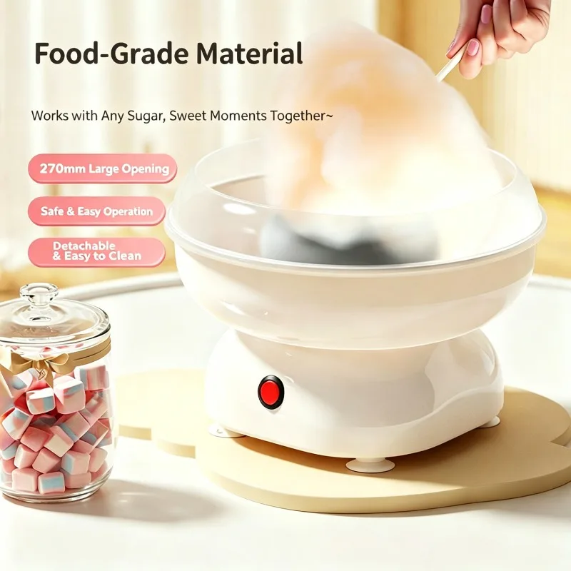 Mini Cotton Candy Machine Electric Automatic Cotton Candy Maker for Kids Home Party DIY Hard Sugar