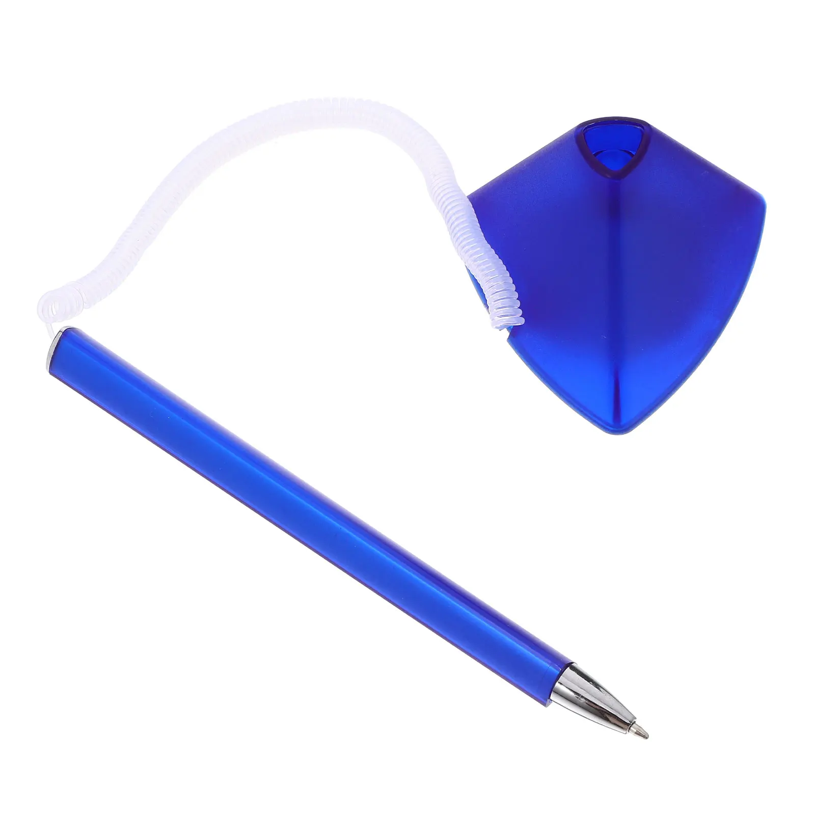 

Blue Desk Pen Long Chain Adhesive Base Spring Joint Secure Counter Reception Bank Hotel Office Plastic Pen Lanyard Holder