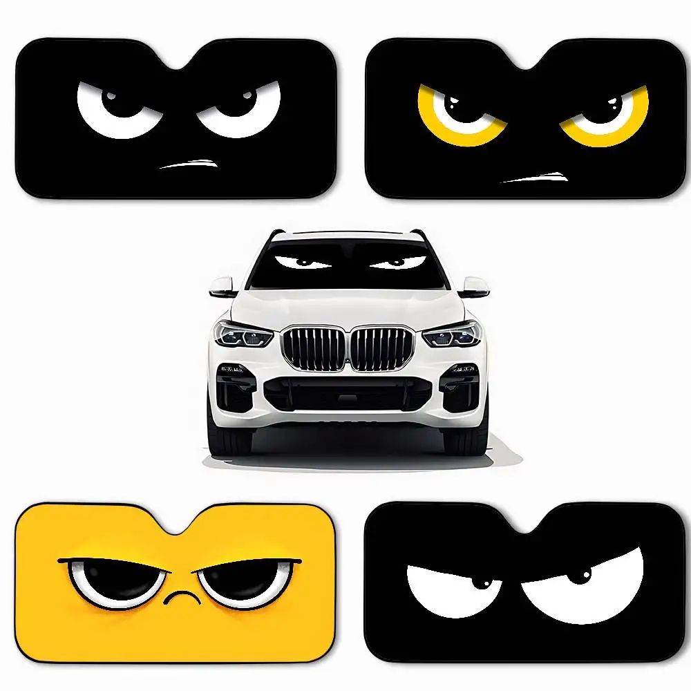 Angry Eyes Car SunShade Windshield Funny Sun Shade Foldable UV Ray Sun Visor Protector Sunshade For Front Window