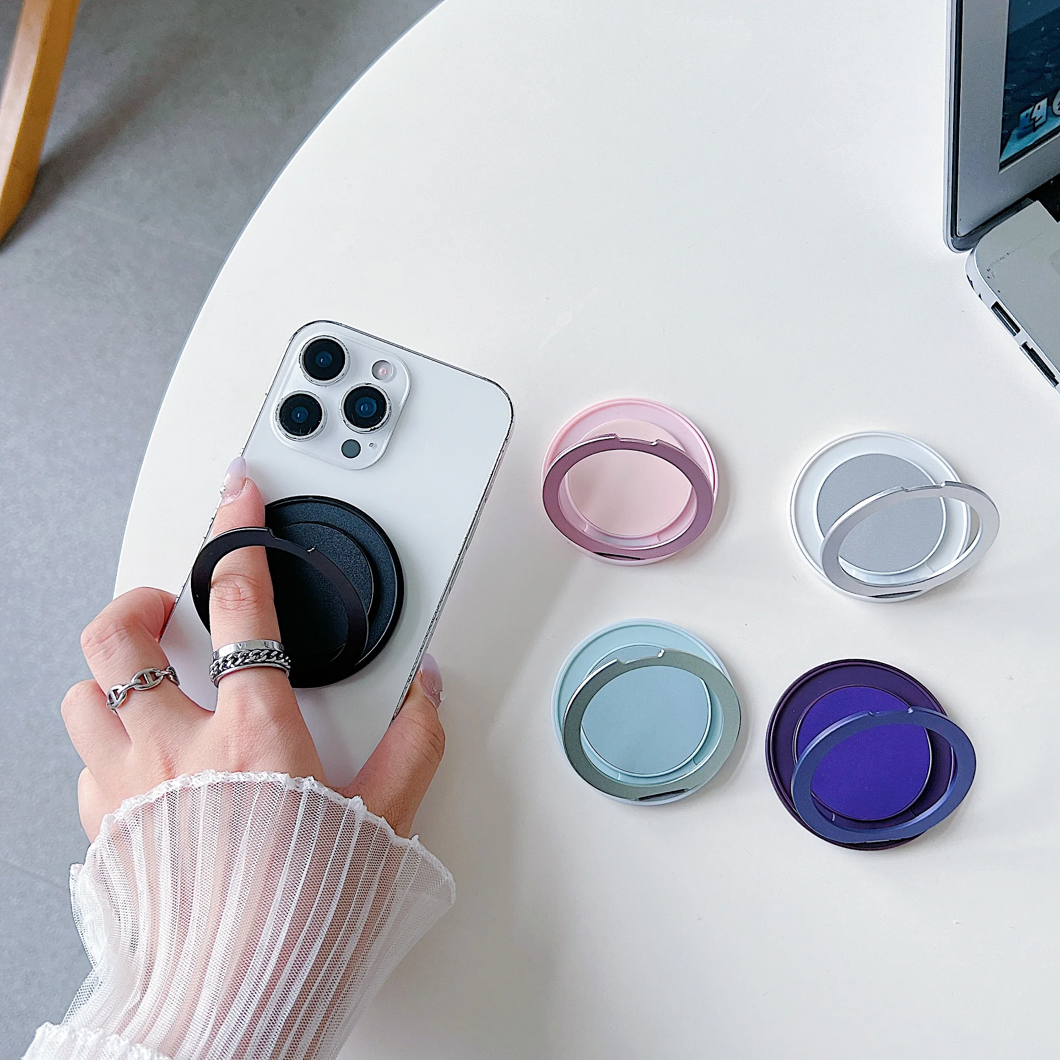 

Двусторонняя магнитная подставка для телефона с сильным магнитом, ленивый портативный 360° ° Вращающийся универсальный настольный телефон с горизонтальной/вертикальной регулировкой