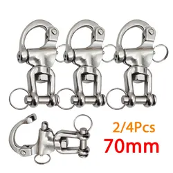 2/4Pcs 70mm Swivel Snap Shackle Stainless Steel Quick Release Diving Clips Swivel Snap Hook for Sailboat Spinnaker Halyard Yacht