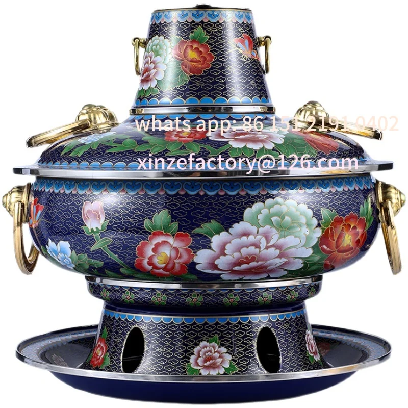 Customizable Cloisonne Hot Pot Old Beijing Stove Charcoal Environment-Friendly Oil Two-Flavor  Pot Household Old Copp