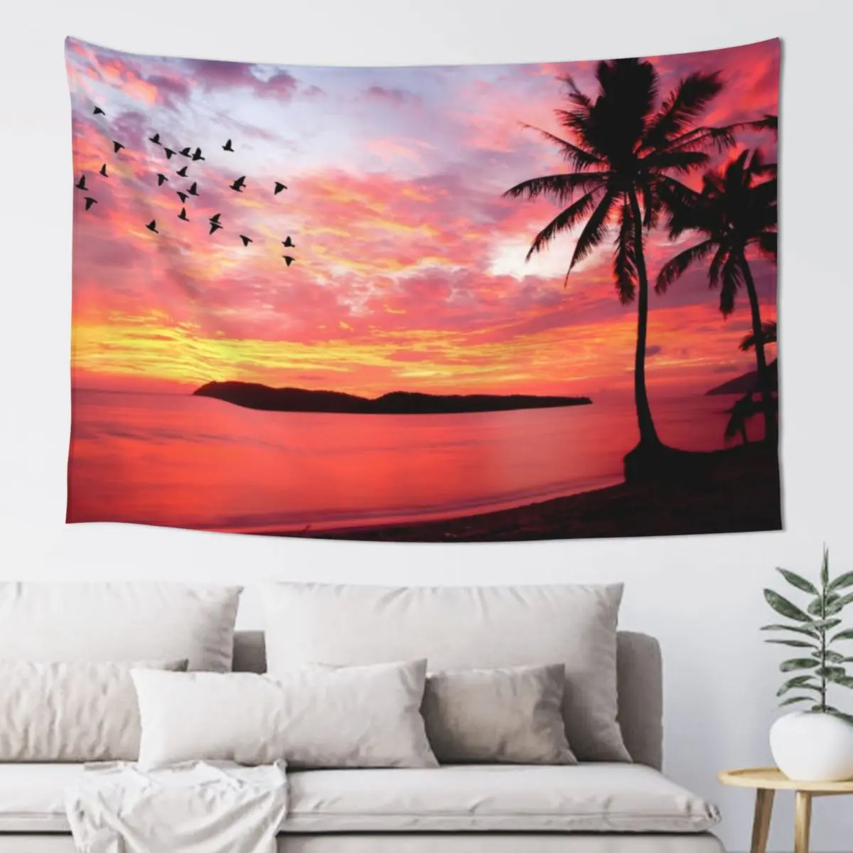 

Palm trees in sunset with birds Tapestry Room Decorations Carpet Wall Decoration Bedroom Tapestry