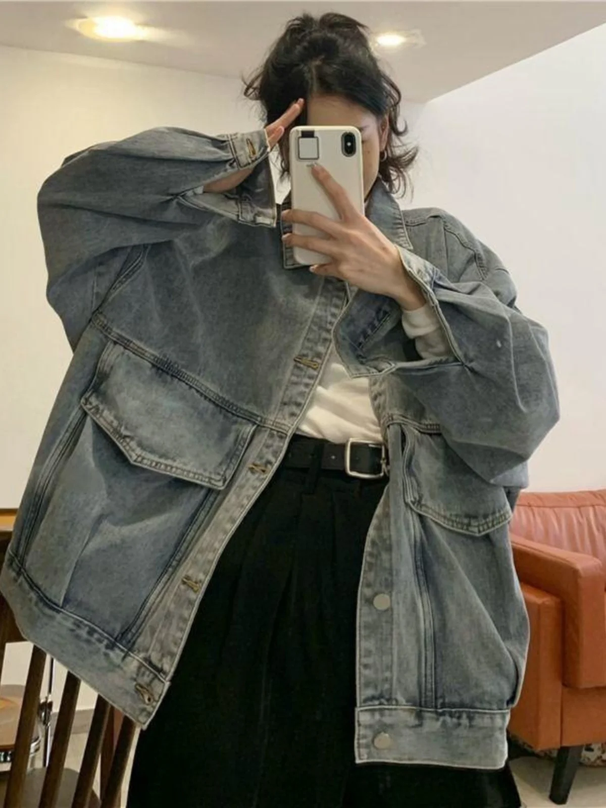 

Свободная джинсовая мужская джинсовая куртка Long Sve, большие размеры 300, американская ретро-гонконгская одежда, осенне-зимняя верхняя одежда большого размера