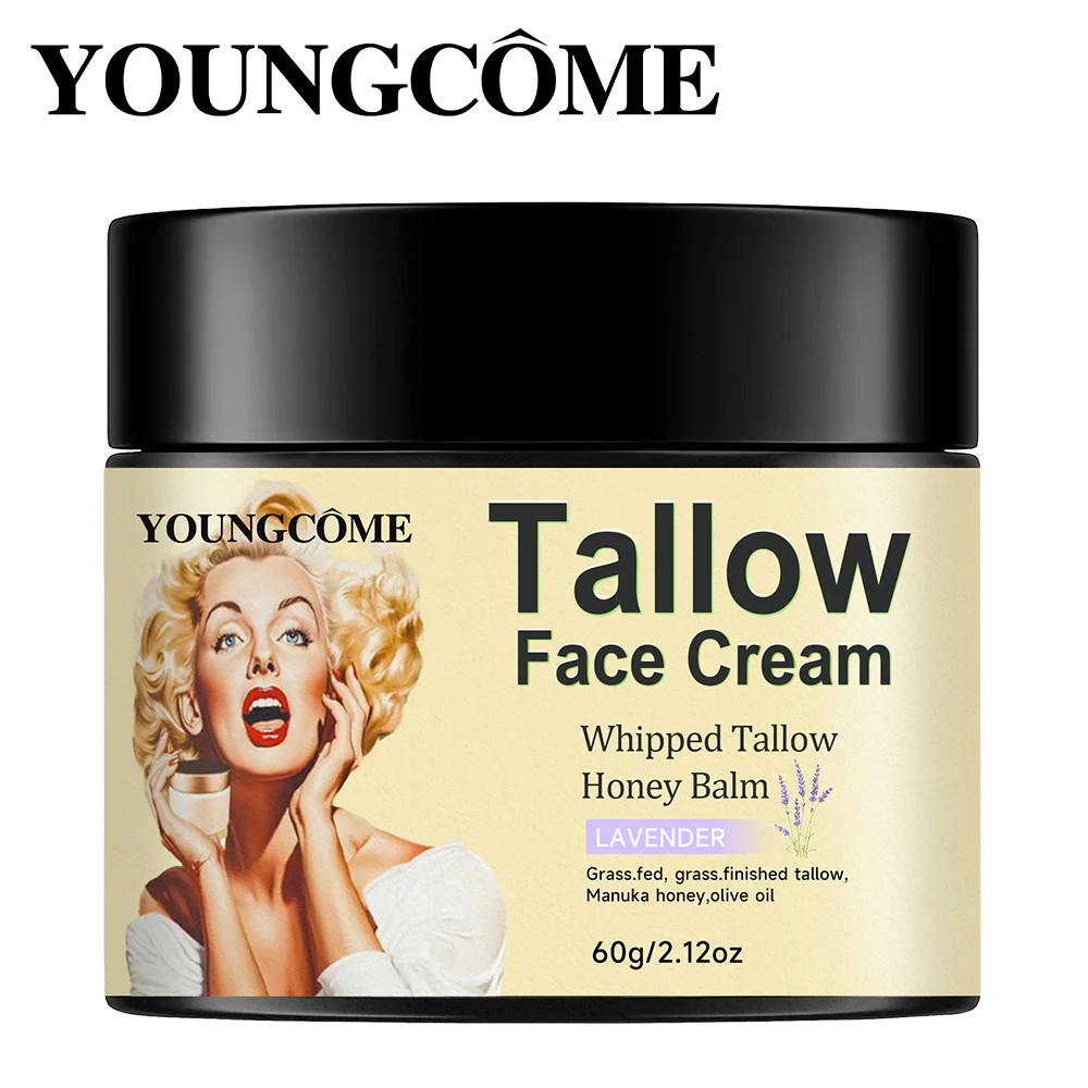 YOUNGCOME 100% Grass Fed Grass Finished Whipped Vanilla Beef Tallow Moisturizer,Anti Aging Fine Lines Moisturizing Brightening