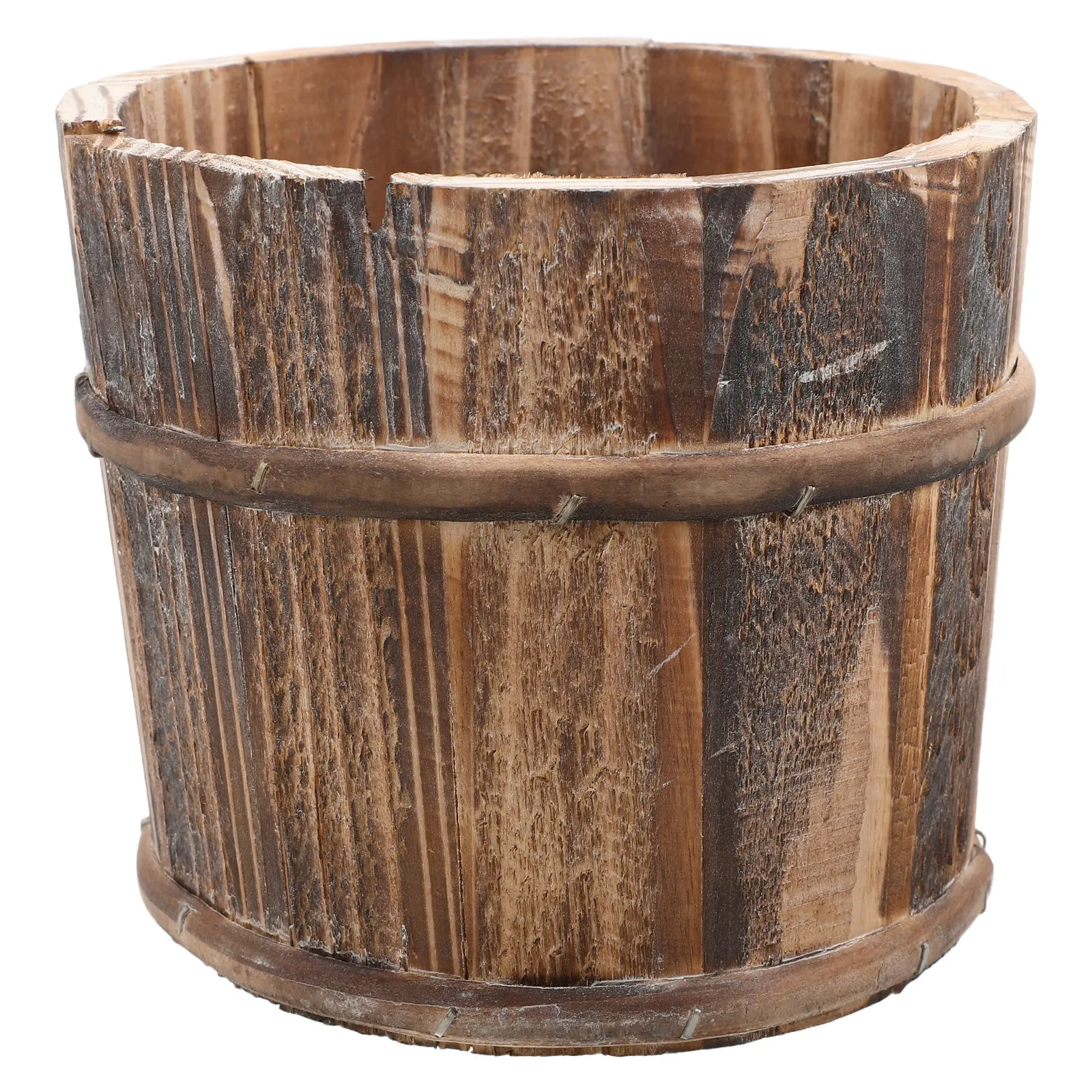 Whiskey Barrel Planter Wood Flower Pot Rustic Wood Barrel Planter for Indoor Outdoor Garden Patio Succulent Plants Wooden Flower