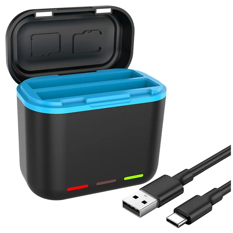 -A25M Carregador de bateria de 2 canais com slots para cartão SD Estação de carregador de bateria Carregador de carregamento rápido para câmera Insta360 X3