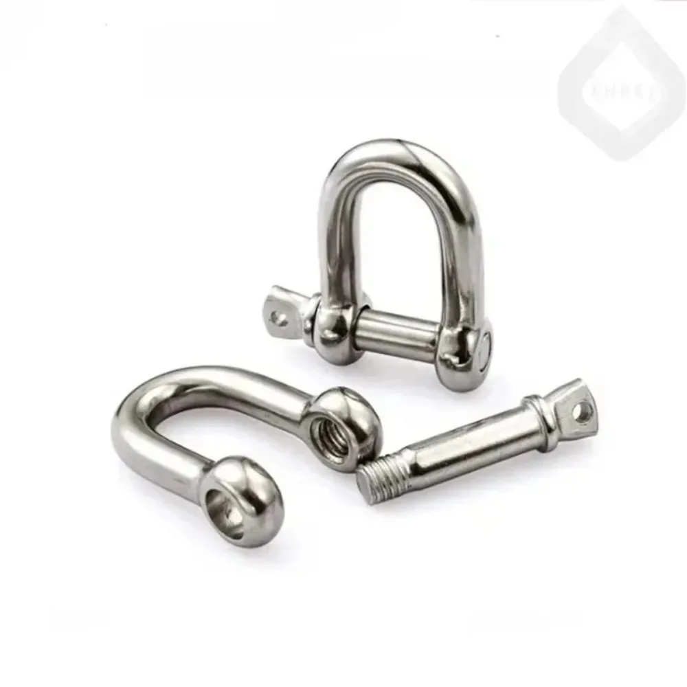 304 Stainless Steel D Dee Shackle & U-Type Bow Shackle, M4-M12 Rigging Hardware Screw Pin Anchor Shackle for Boat Lifting Chain