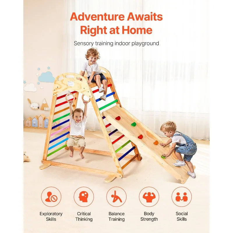 ملعب داخلي في صالة الألعاب الرياضية الغابة 4 في 1 مجموعة لعب خشبية داخلية #6