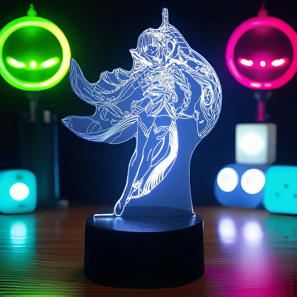 3D Lamp Anime Figures Genshin Impact 3D Night Light Raiden Shogun PVC Model Gamer Lamp Decoration Bedroom Lights Kids Toys Gifts