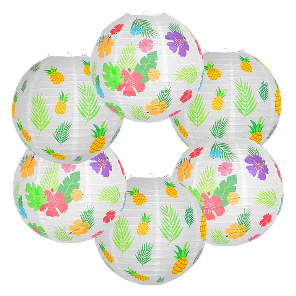 

6Pcs Paper Lanterns Festive Hanging Decorations Party Photo Props Hawaiian Birthday Creative Colorful Ornaments