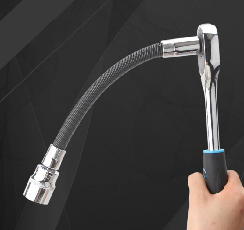 Eje Flexible 1/4 3/8 1/2 barra de extensión de alto par, cabezal de conversión, llave de trinquete, resorte de mano, varilla de extensión de poste