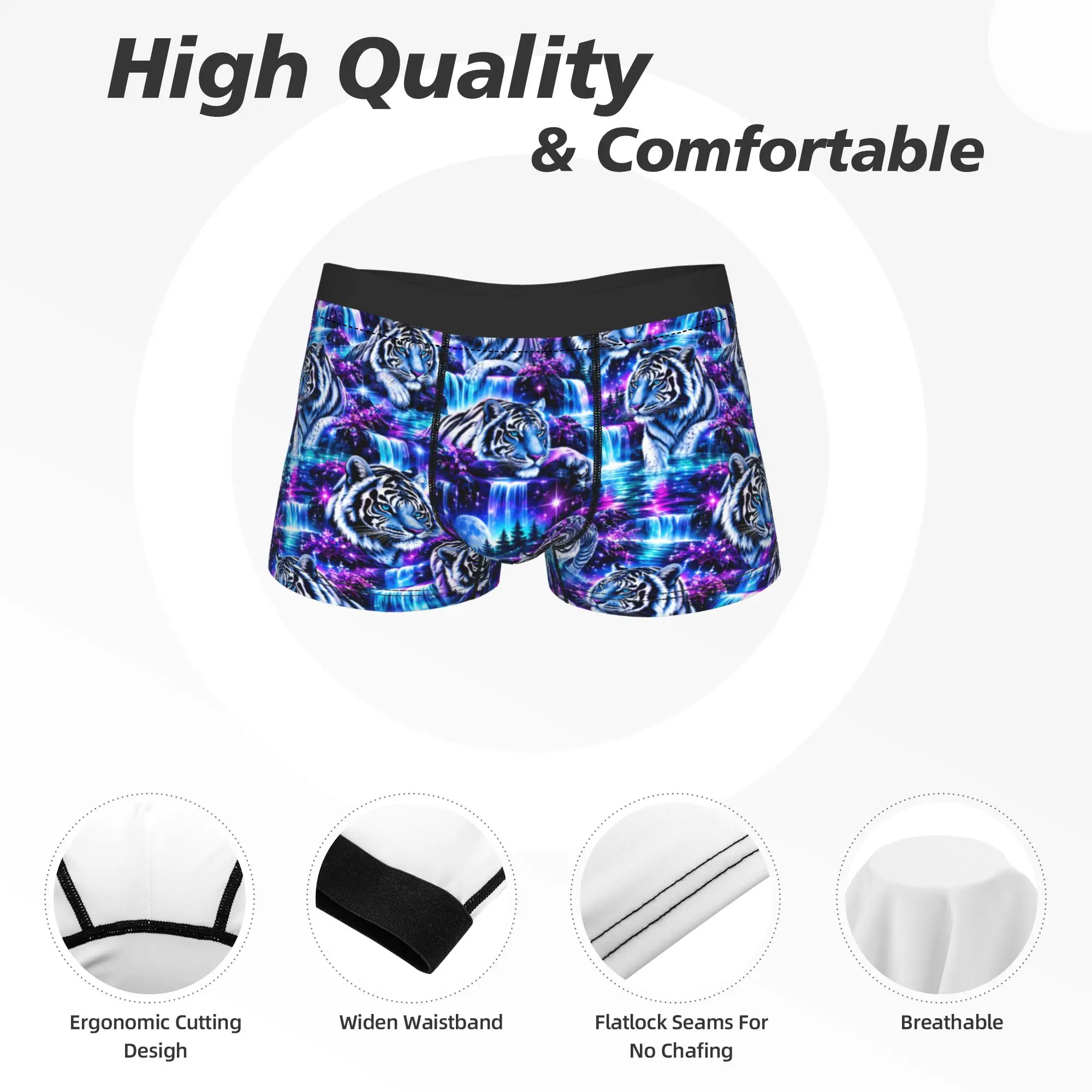 Tiger Patterned Flat 2d Digital Printing Underwear Pattern Boxershorts Hot Sale Man Underpants Breathable Boxer Brief Gift