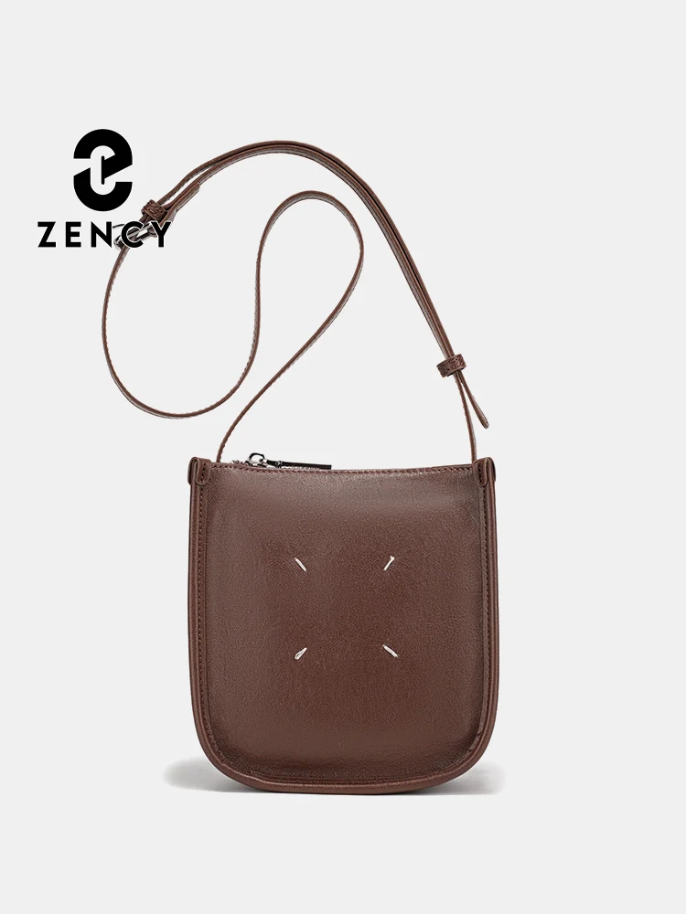 

Zency 100% Genuine Leather Fashion Women Messenger Bag Ladies Small Phone Bags Purse Retro Simple Shoulder Handbag Crossbody