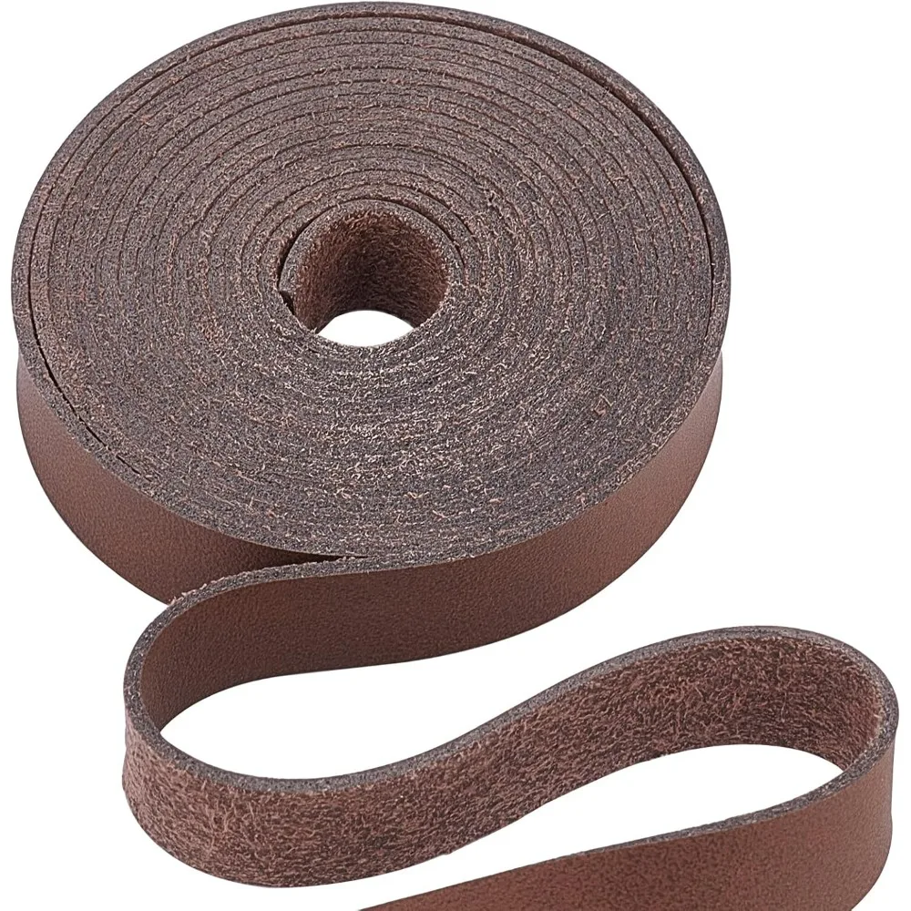 Dark Brown Genuine Leather Strap Strip 1/2 Inch Wide 79 Inch Long Leather Belt Strips Wrap Single Sided Flat Cord for Making Kit