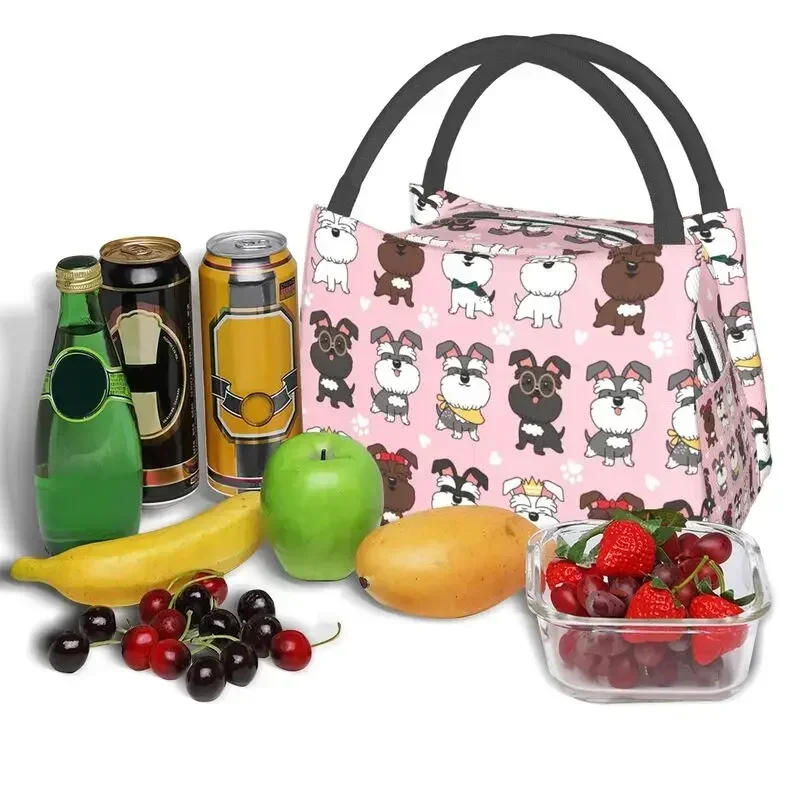 

Miniature Schnauzer Dogs Insulated Lunch Bag for Outdoor Picnic Animal Resuable Cooler Thermal Lunch Box Women