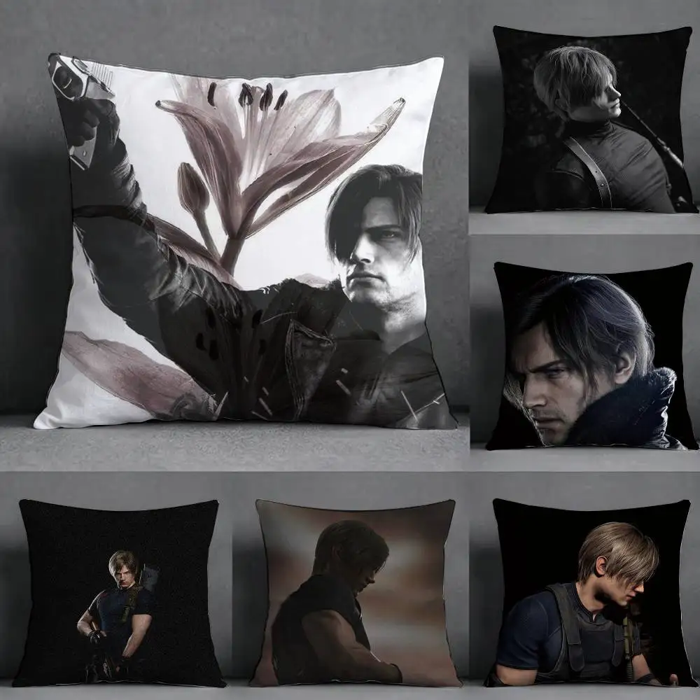 Game Resident Evil Requiem Leon  Square Double-Sided printed Pillow Case Bedroom Bedside Pillow Sofa Cushion Cover