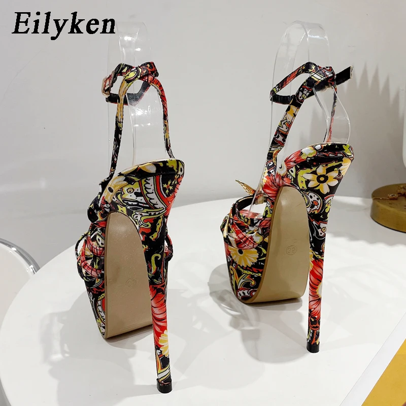 Eilyken Fashion Butterfly-Knot Designer Platform Sandals Open Toe Ankle Buckle Strap Stiletto Heels Women Party Shoes