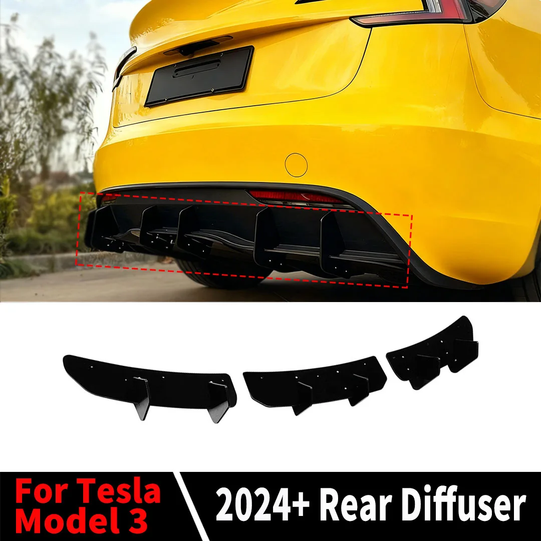 

ABS Rear Diffuser Lip Bumper Spoiler Splitter For Tesla Model Y 2019+ Valance Aero Kit For Tesla Model 3 Highland 2024-2025