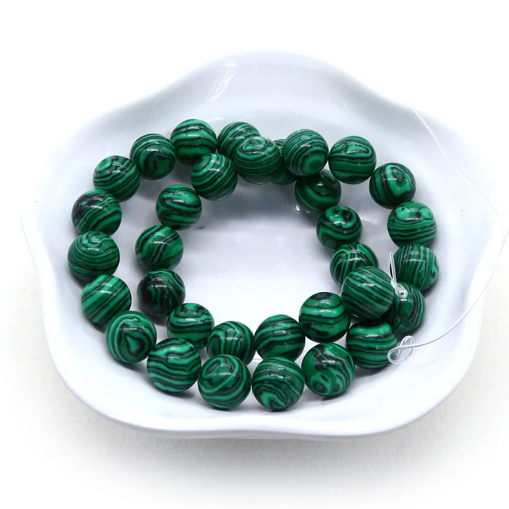 

Round Synthesis Malachite Polished Bead 4/6/8/10/10/12mm Straight Holes Loose Bead Handmade Necklace Bracelet Accessory 1strand