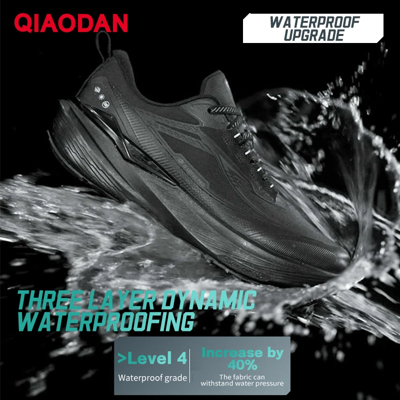 QIAODAN Yuyan 5 Men's Running Shoes 2025 Winter Waterproof Sports Shoes Shock-absorbing Non-slip Sneakers QXB023254206
