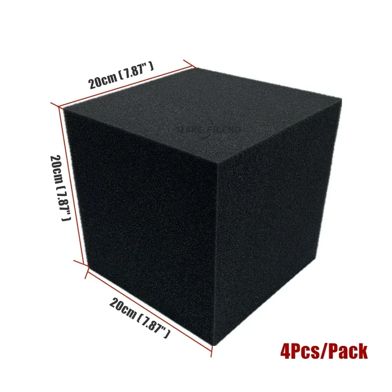 4Pack 20x20x20cm Cube Block Corner Bass Traps Accessories Sound Absorption Recording Studio Acoustic Polyurethane Treatment Foam