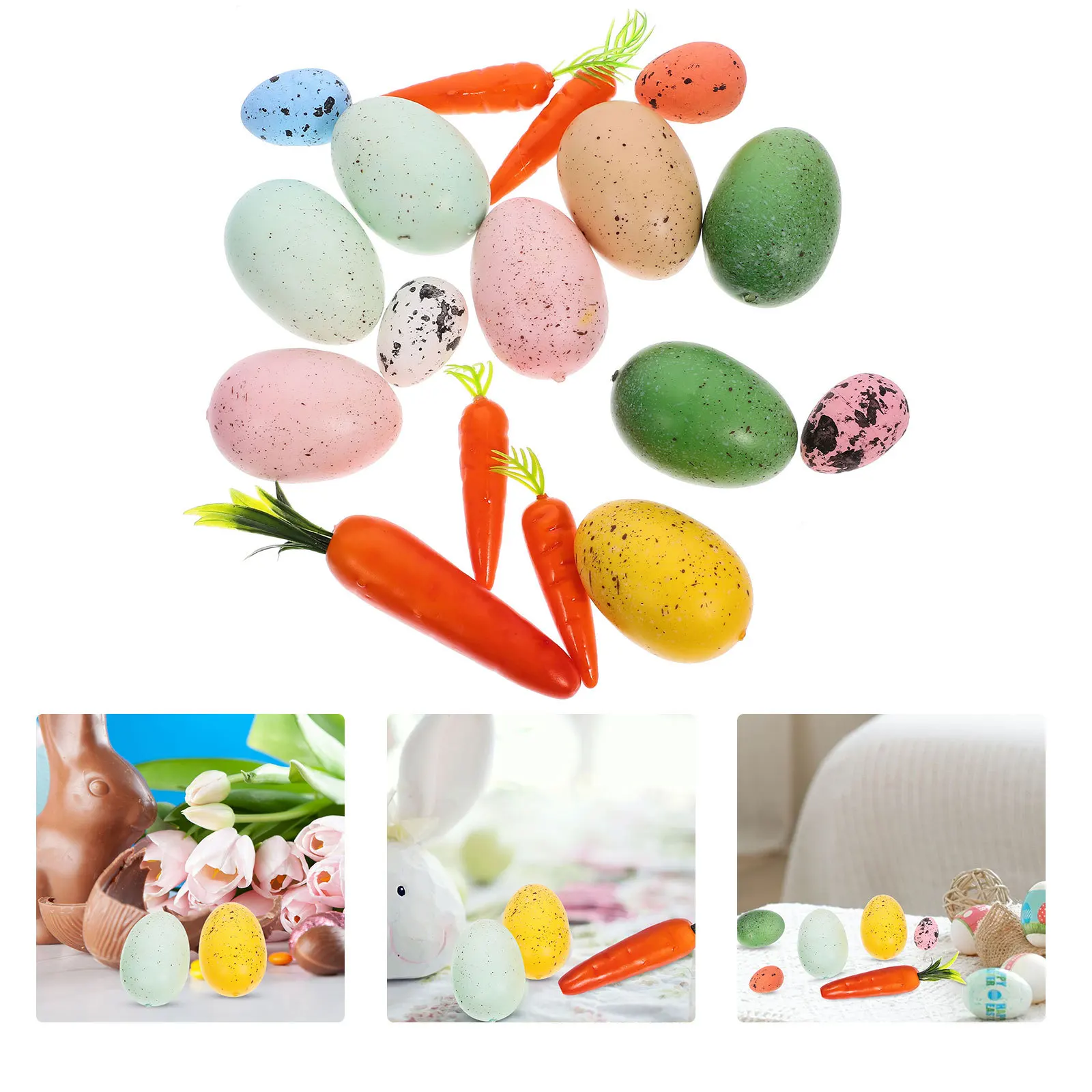 

1Set Easter Foams Egg Carrot Decor Perfect Easter Party Scene Prop DIY Craft Holiday Home Decoration Foams Egg Decor