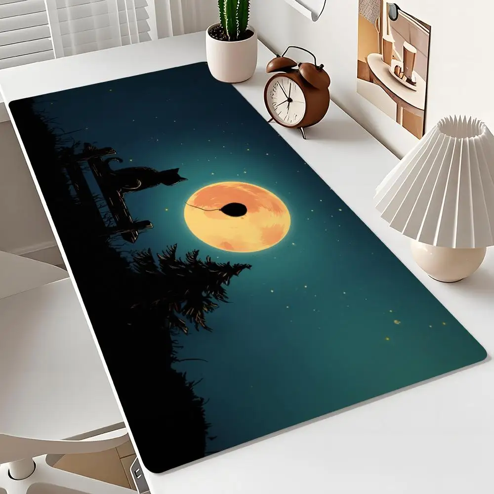 

Lonely Cat Illustration Design Mouse Pad Desk Mat Gaming pad Non-Slip Stitched Edge desk accessories Computer office mousepads