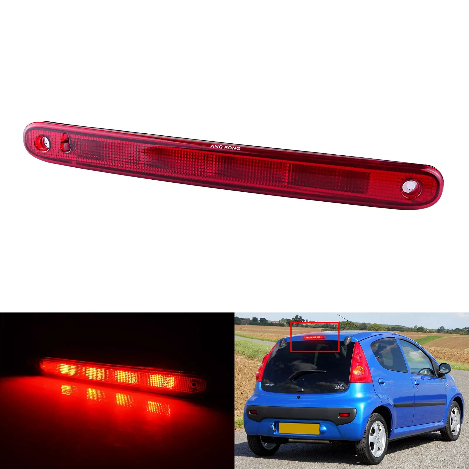 Rear LED High-Level Third Brake Light For Toyota Aygo 05-14 CitroëN C1 Peugeot 107 High-Brightness Rear Warning Light Accessory