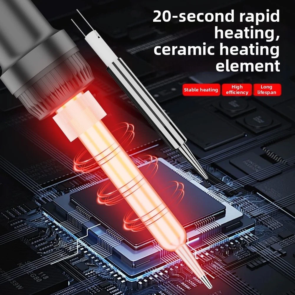 Soldering Iron 90W Digital Temperature Adjustment 180C 500C Heat Resistant Cover and Stable Stainless Steel Casing