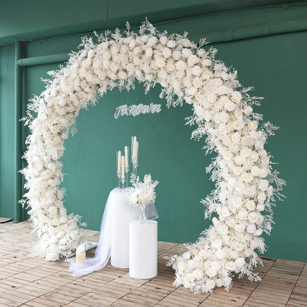 Wedding Decoration Items White Series Artificial Rose Rime Plants Flower Arrangement for Event Backdrop Decor Christmas Supplies