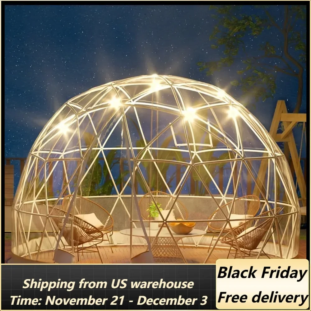 9.5FT Garden Dome Bubble Tent, Upgraded Geodesic Dome Greenhouse with Transparent TPU Cover and Polyester Gauze