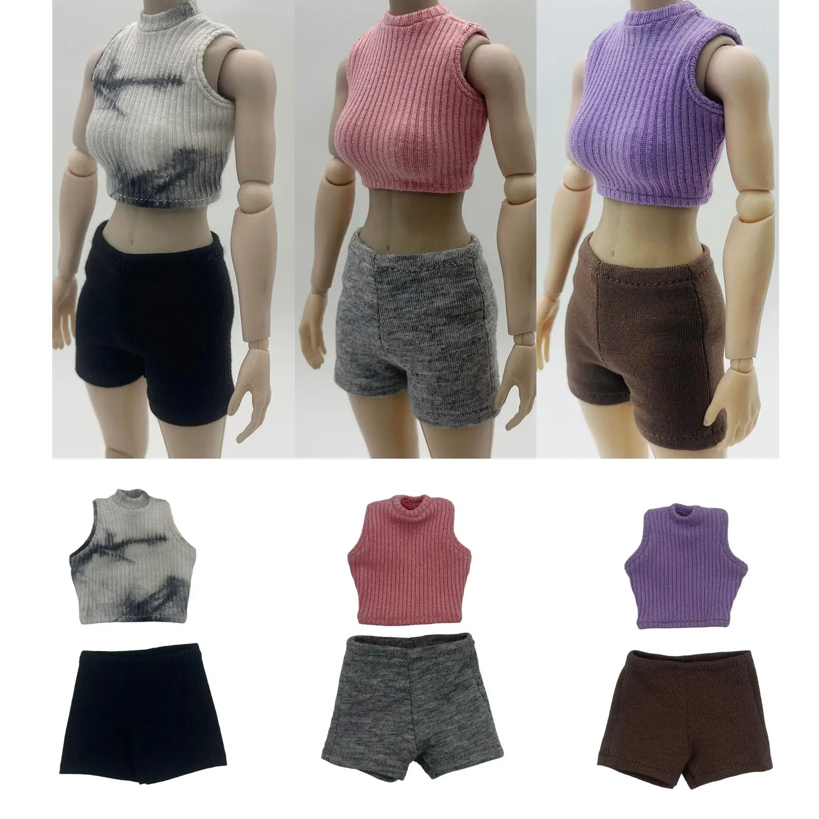 top-sem-mangas-com-shorts-de-ginastica-roupa-casual-elegante-e-basica-top-de-ajuste-causal-para-figuras-de-modelo-de-boneca-de-12-1-6