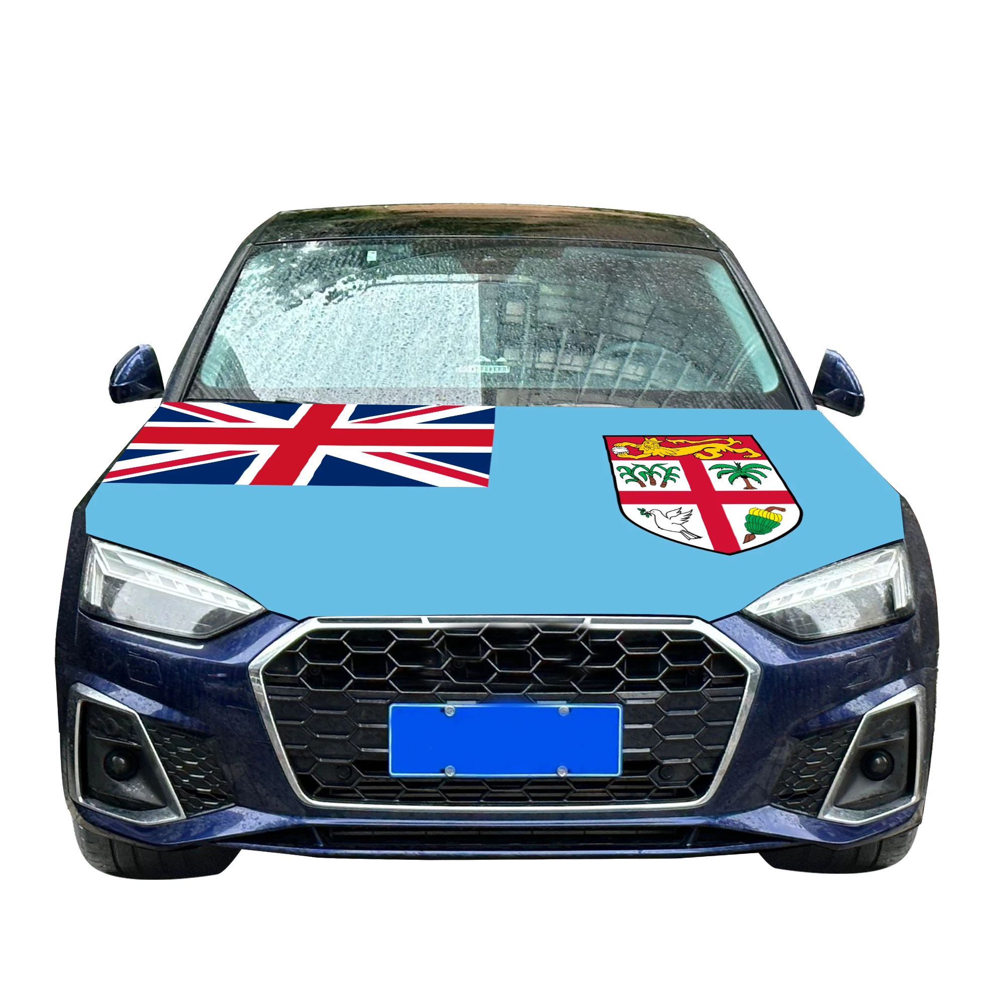 Fiji Car Hood Cover Flag  Universal Size Elastic Polyester 120x150cm for Car Decor