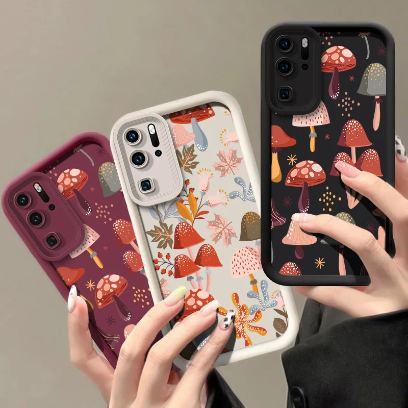 耐衝撃ソフトフォンケース Infinix Note 50 Pro Plus、Hot 50、40I、30I、GT 30 Pro、20、10、Zero 30 4G/5G用 葉っぱとキノコのカバー