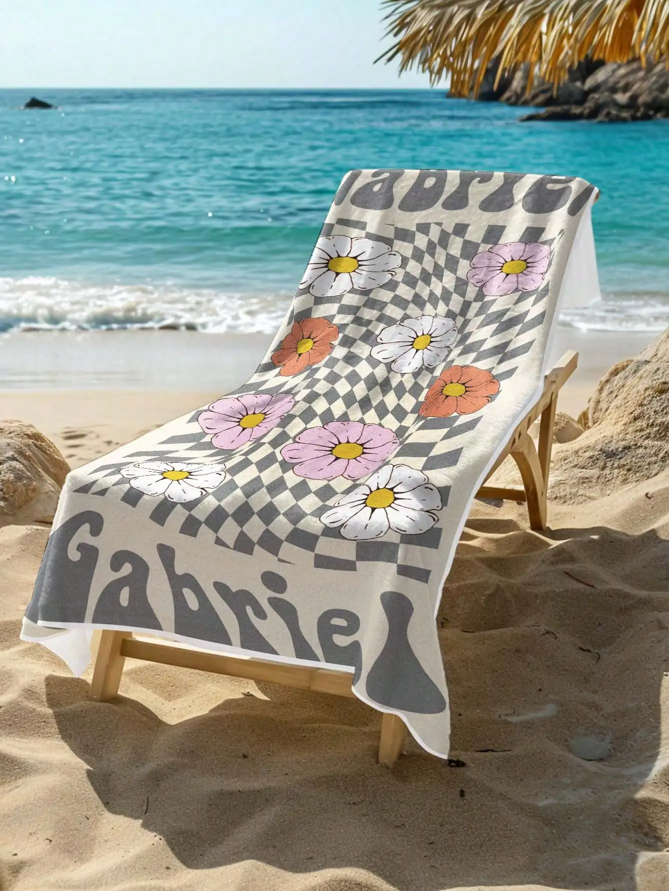 1PC Customizable Personalized Name Beach Towel Pool Bath Towel Letter Combination Customization for Gifts