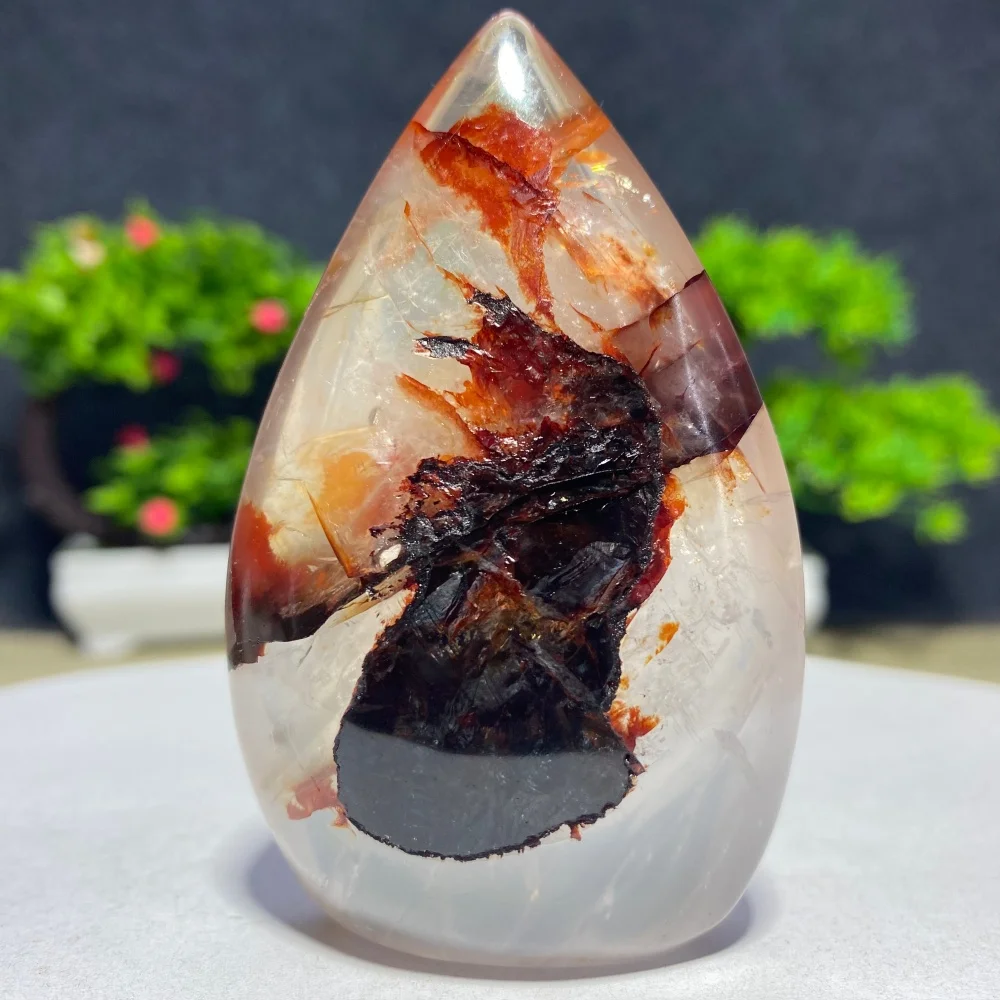 Natural Red Fire Quartz Crystal Flower - Free Form Raw Gemstone Spiritual Healing Mineral Stone for Home Decoration