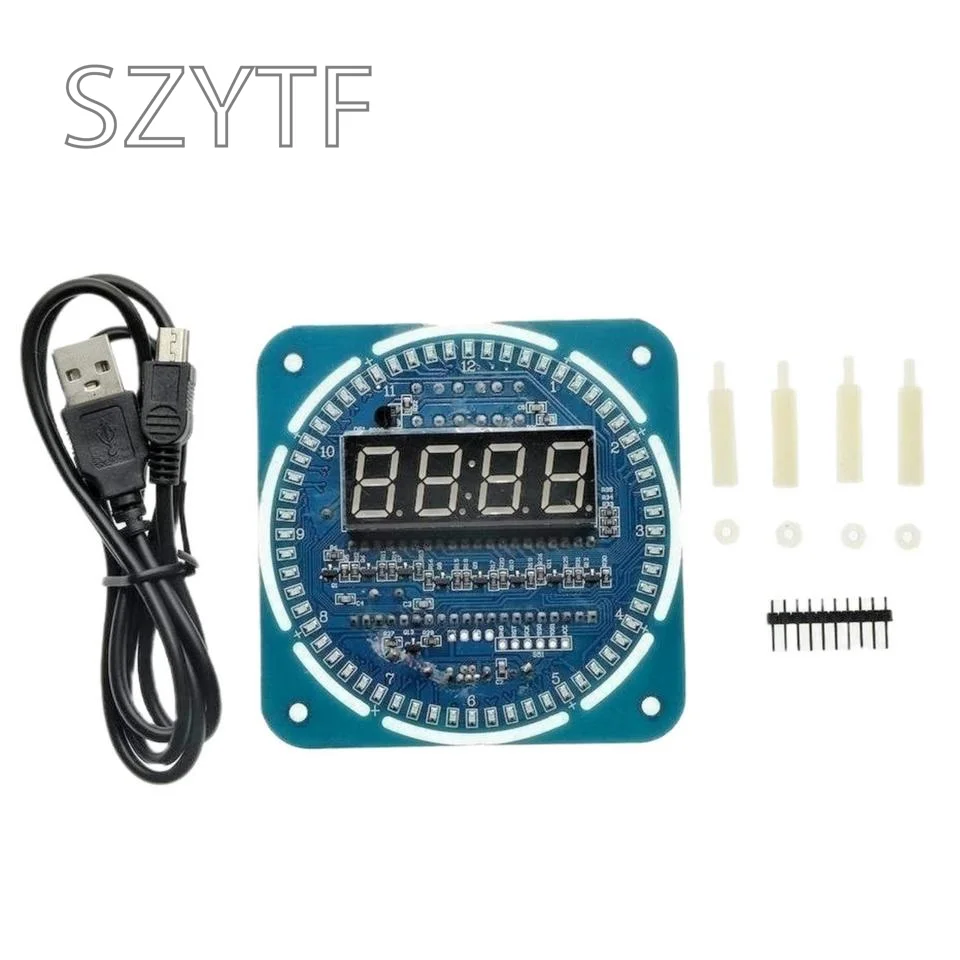  Alarm Electronic Digital Clock LED Temperature Display DIY Kit Learning Board 5V with shell DS1302 Digital LED Display Module