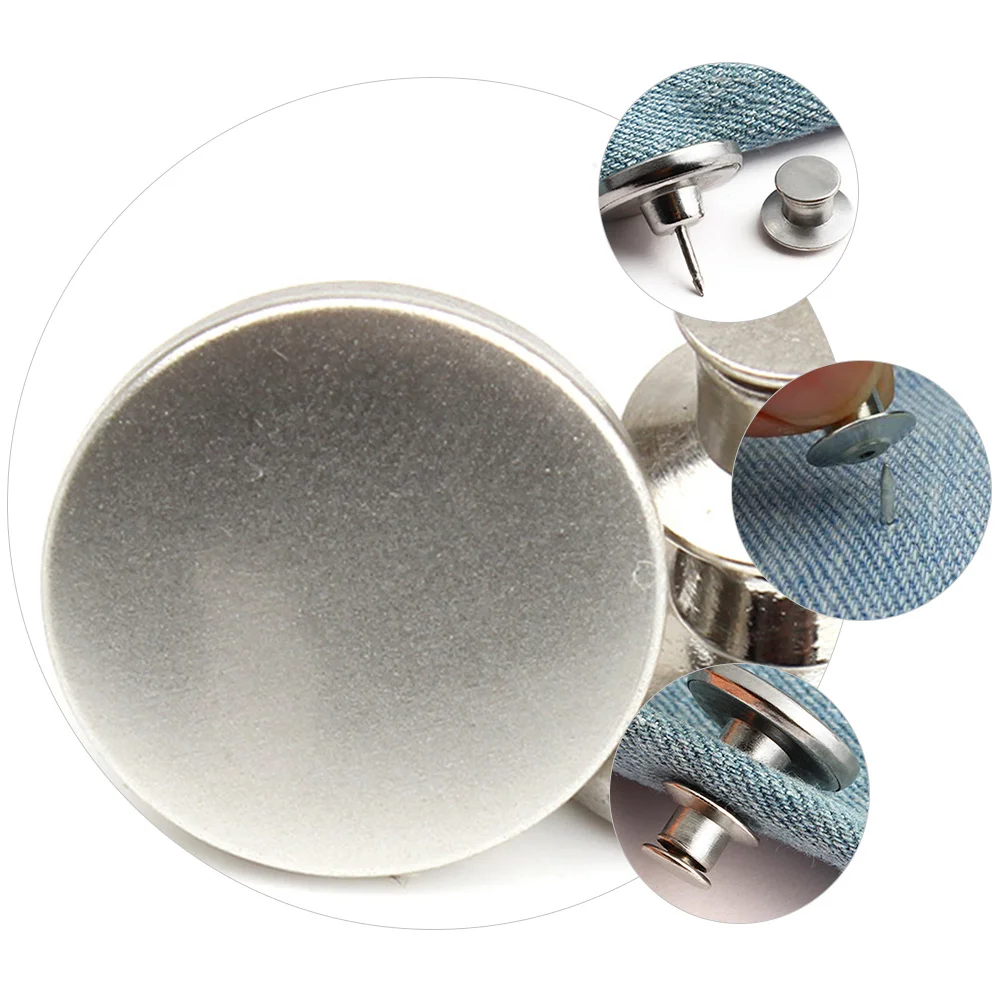 

30Pcs Metal No Sew Buttons Pants Waist Buckle Adjustable Jeans Buckles Durable Pants Accessories Jeans Waist Buckle