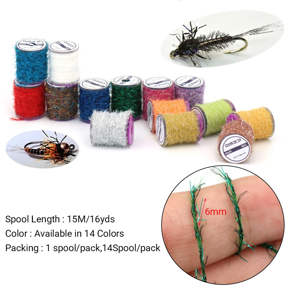 1/14Spools Erstellen Sie Bessere Beine! Straggle Legs Fliegenbinde-Material für Realistische Insekten-/Nymphen-Imitation, Ultrafeiner Kern, 14 Farben – Detail 2