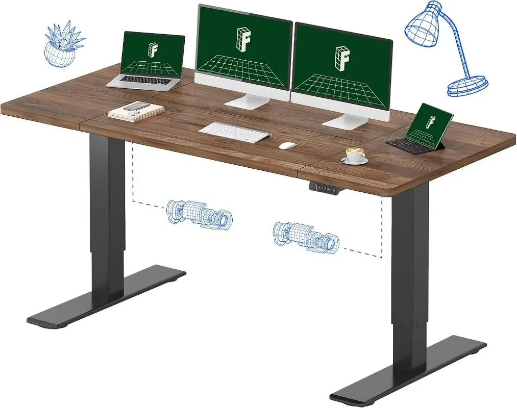 FLEXISPOT Large Dual Motor Electric Standing Desk, Black Walnut Heavy-Duty Capacity, Ideal for Home Office, Creative Studio