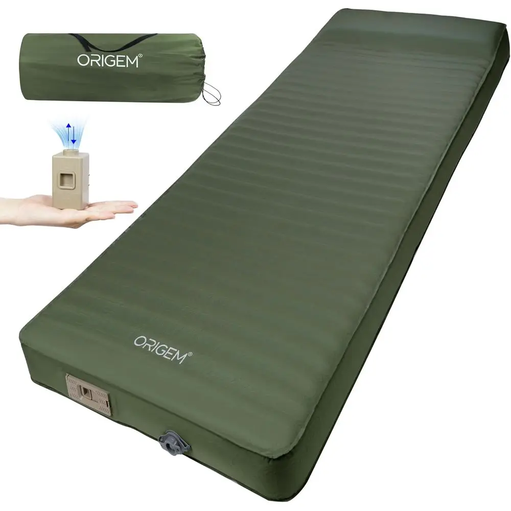

4 Thick Memory Foam Camping Mattress with Electric Pump, Ideal for Outdoor Adventures and Travel (Green)