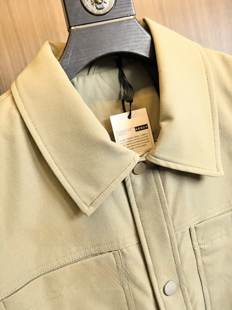 Retro Texture Cotton Jacket Men's Fashionable Quilted Interlining Collar Coat Warmth Style Autumn Winter Standard Fit Casual