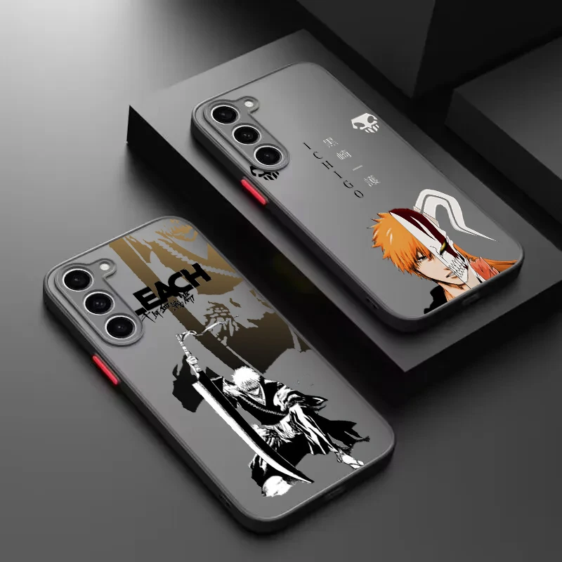 Bleach Kurosaki Ichigo For Samsung S24 S23 S22 S21 Ultra S20 FE Note 20 Lite Plus Frosted Translucent Phone Case