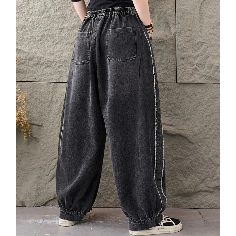 Masss Wasss 2025 automne femmes lâche loisirs Vintage classique jean femmes mode Denim Pantalons taille élastique sarouel