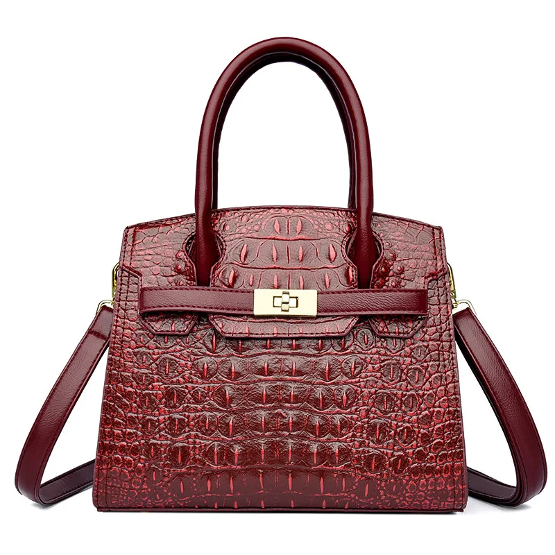 Designer Crocodile Embossed Handbag for Women - Large Capacity Tote Shoulder Crossbody Bag, Fashion Work Purse for Office Daily