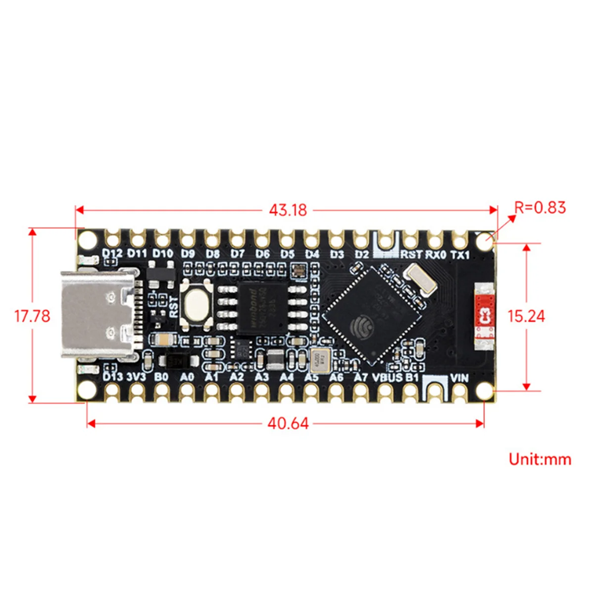 ESP32 S3นาโนบอร์ดพัฒนาชิป ESP32-S3R8เข้ากันได้กับ ESP32นาโนสำหรับงูหลามไมโครหรือ IOT