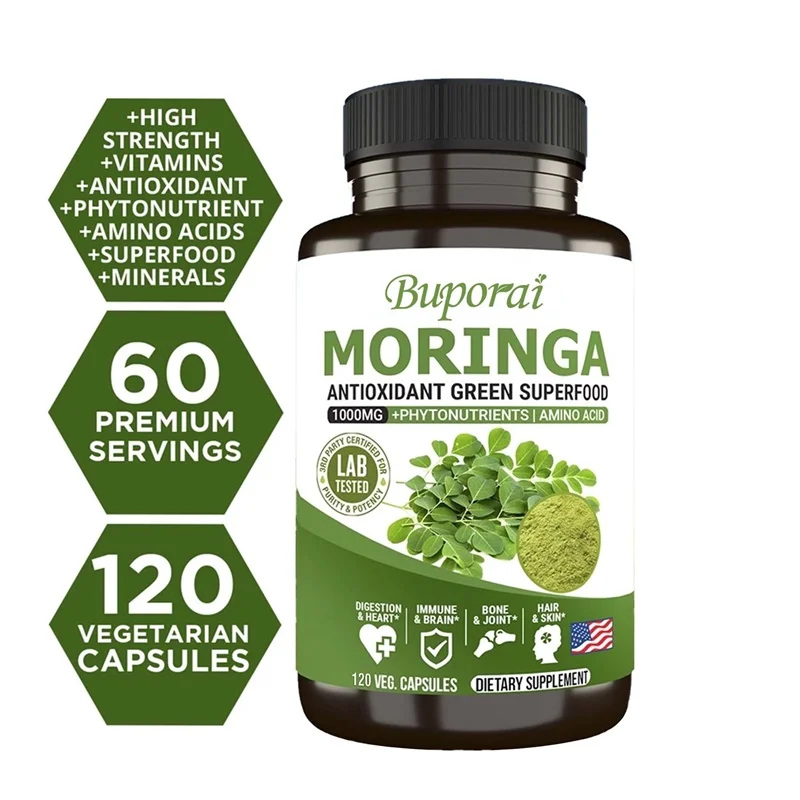 

Moringa Capsules 1000MG - Rich in Antioxidants, Supports Energy Production, Skin, Immune and Gut Health, and Boosts Vitality