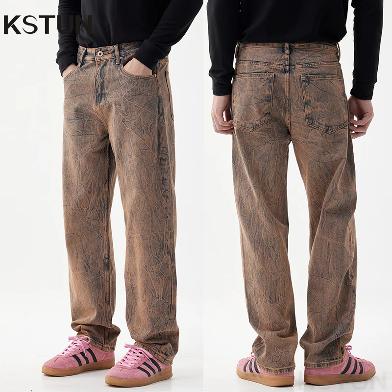 

KSTUN Mens Jeans Brand Wide Leg Men Baggy Pants Loose Fit Vintage Casaul Male Denim Pants Retro Blue Streetwear 2024 Autumn New